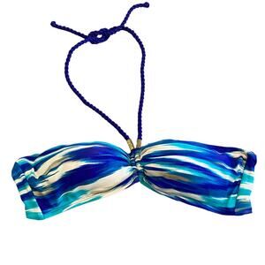Lauren Ralph Lauren Women's Size 10 Blue White Striped Halter Tie Bikini Top